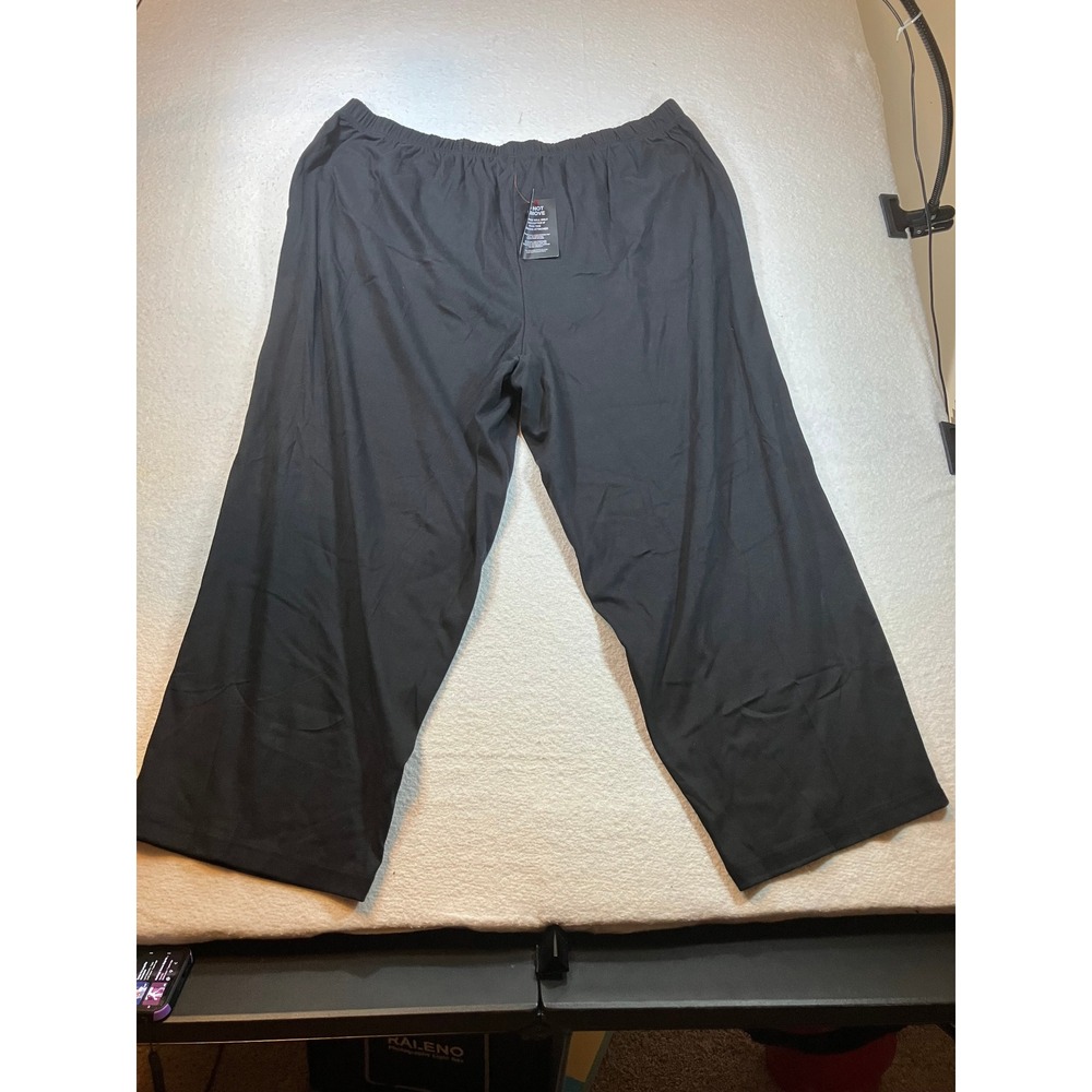 Woman Within Black Loose Fit Slacks Plus Size 30/32 Wide Leg Pants NWT